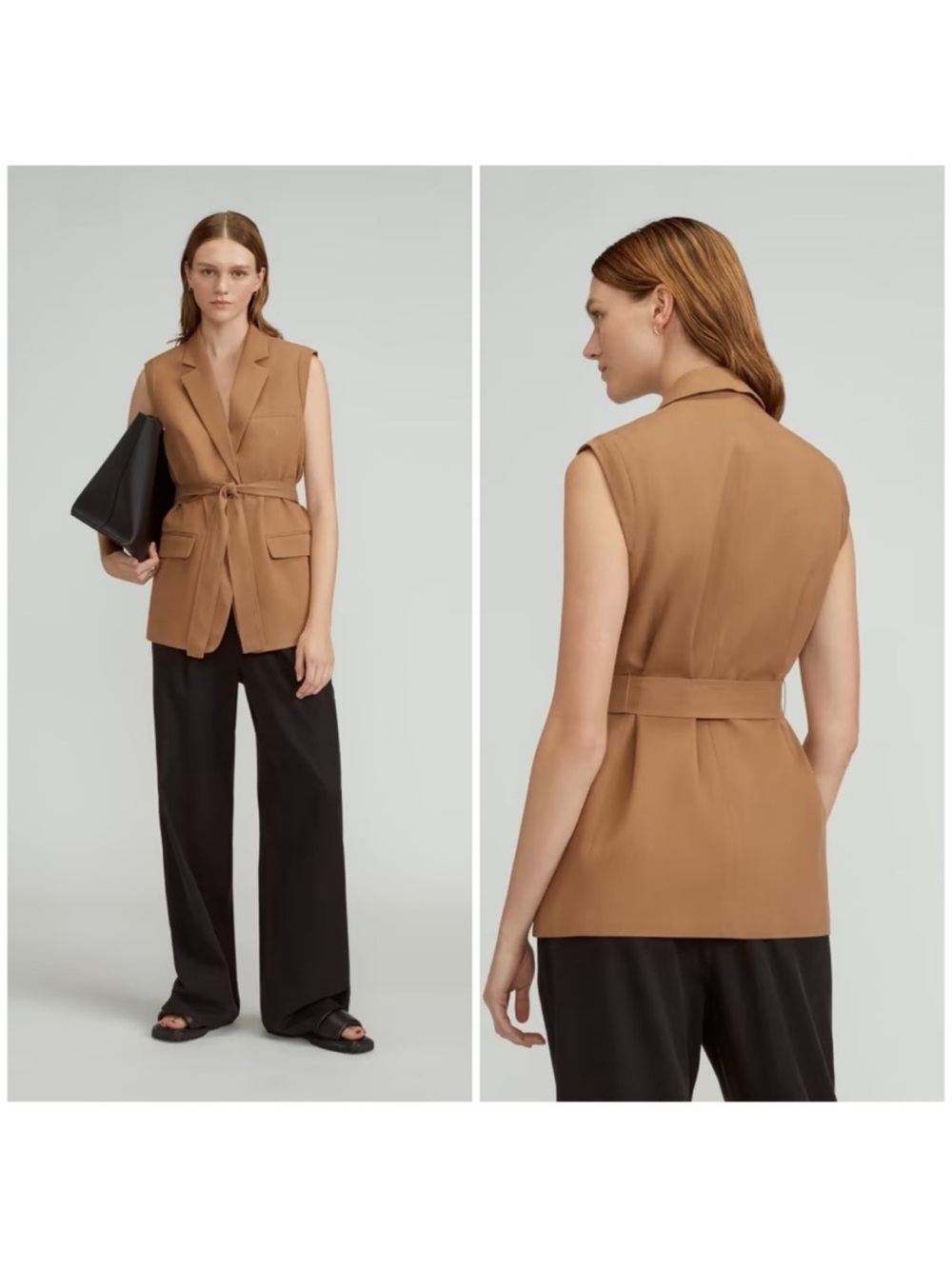 Everlane Sleeveless Blazer Toasted Coconut • Sz 12 • NWT